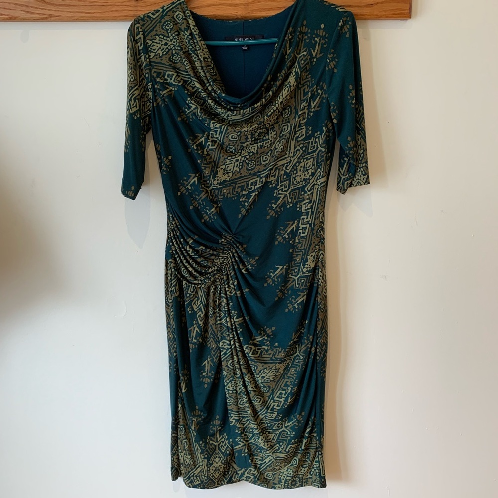 Spruce & Khaki Draped Wrap Nine West Dress 2 NWOT